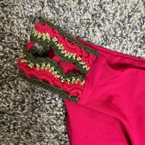 BECCA Raspberry Magenta Crochet Embroidered Detail Bikini Bottoms SP - Picture 5 of 12